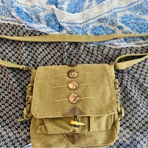 Olive Green Canvas Crossbody Bag